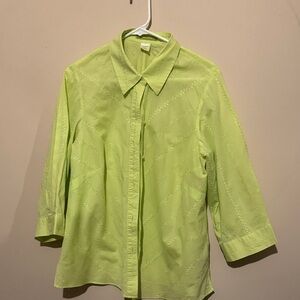 Sigrid Olsen Light Green Button Down Shirt